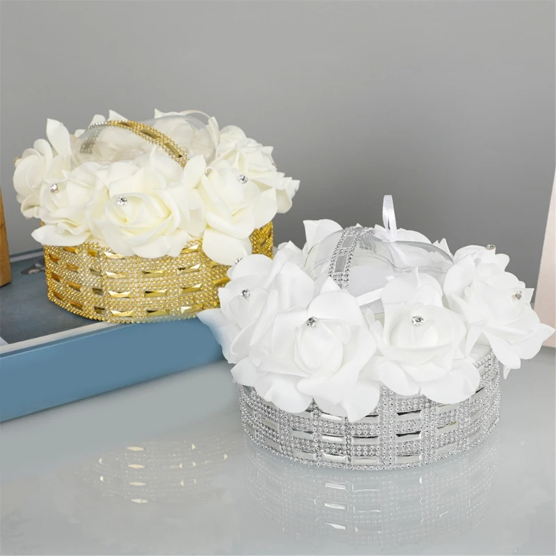 Unique Storage Case Simulated Flower Rings Holder Heart Rings Storage Box Stylish Jewelry Presentation Case Dropship