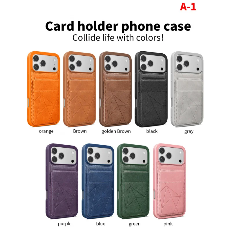 

Light Luxury Leather Phone 17 Pro 16PML 15 14 13 12 Card Holder Stand All-Inclusive Anti-Fall