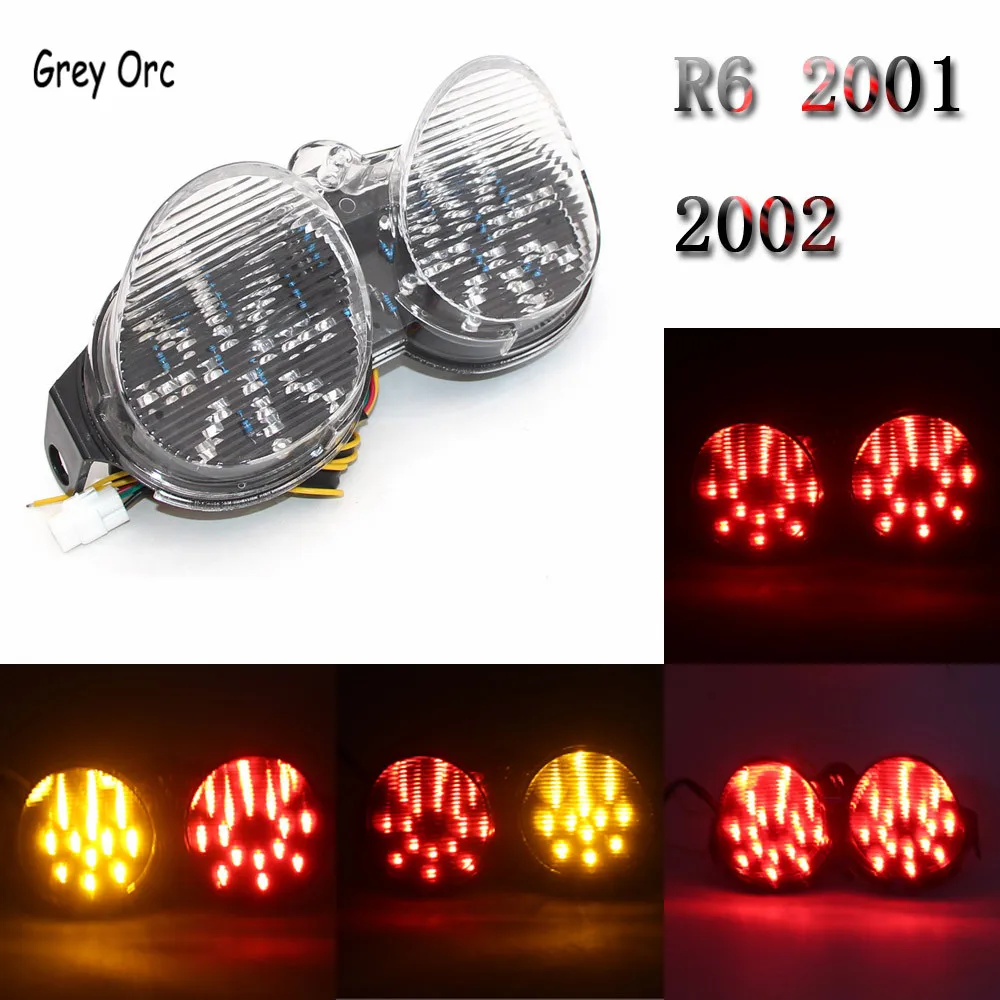 For Yamaha YZF R6 YZF-R6 2001 2002 Motorcycle Rear LED Brake Tail Light Turn Signals Integrated Tailight Flasher lamp