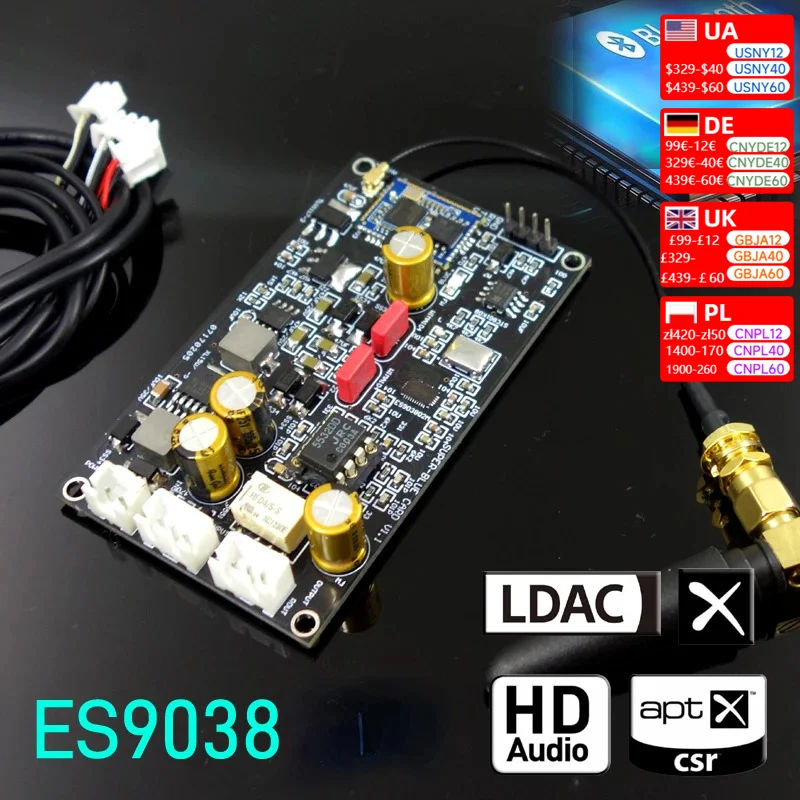 Nvarcher Bluetooth 5.4  ES9038 Decoding Module Simulates Input APTX HD LDAC