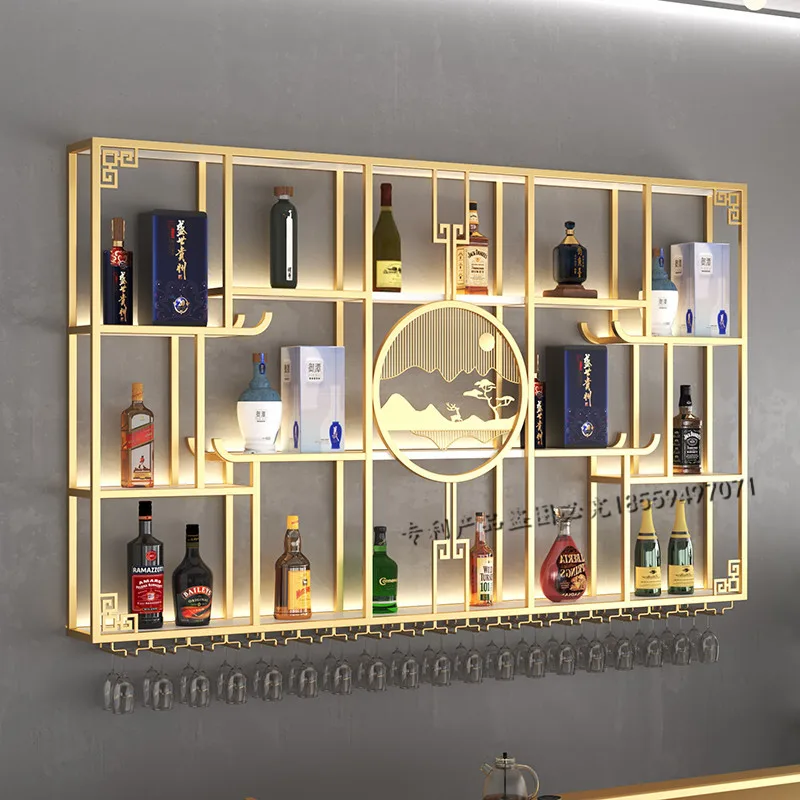 

Salon Wall Mounted Bar Cabinet Shelf Storage Drink Restaurant Wine Cabinets Hanging Whisky Mueble Para Vino Kitchen Furniture