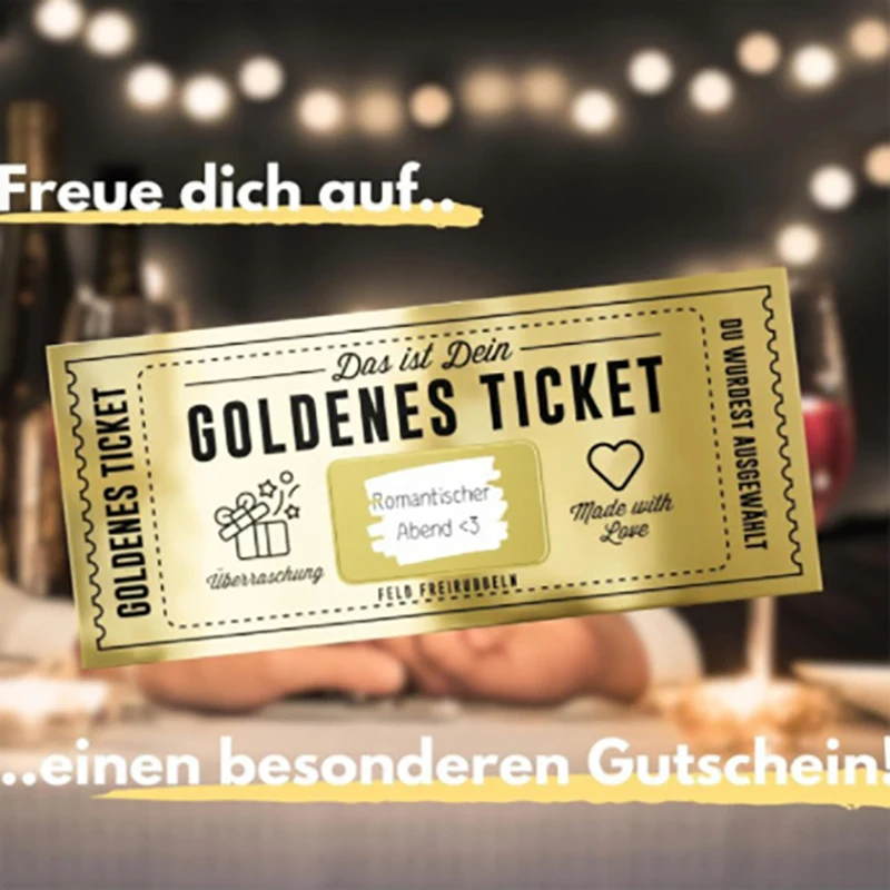 【ST】1 Uds. Ticket para rascar, billete dorado, tarjeta para rascar, regalo de rifa, tarjeta para rascar sorpresa, recuerdo de fiesta, valla de cine