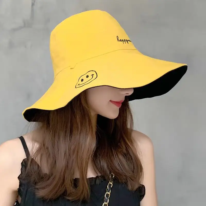 Women's Wide-Brimmed Sun Hat - 100% Cotton Fisherman Hat, Korean and Japanese Style Summer Travel Beach Outdoor Activity Sun Hat view 4