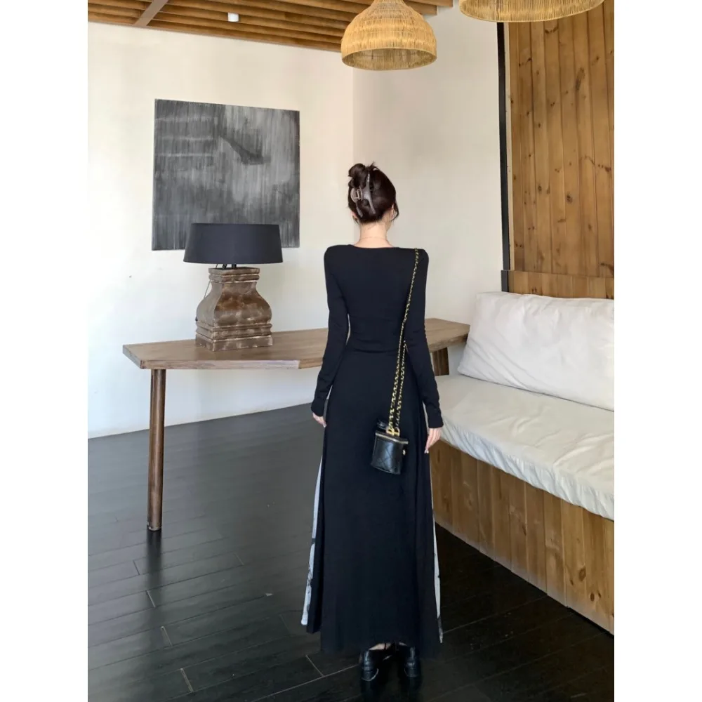Elegant Vintage Knit long sleeve print fairycore Dresses Evening High Street Plus Size  women clothing