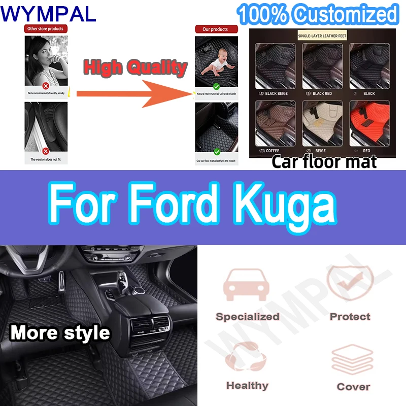 

Luxury Custom Car Floor Mats For Ford Kuga 2013 2014 2015 2016 2017 2018 Auto Foot Automobile Carpet Cover Interior full Pads