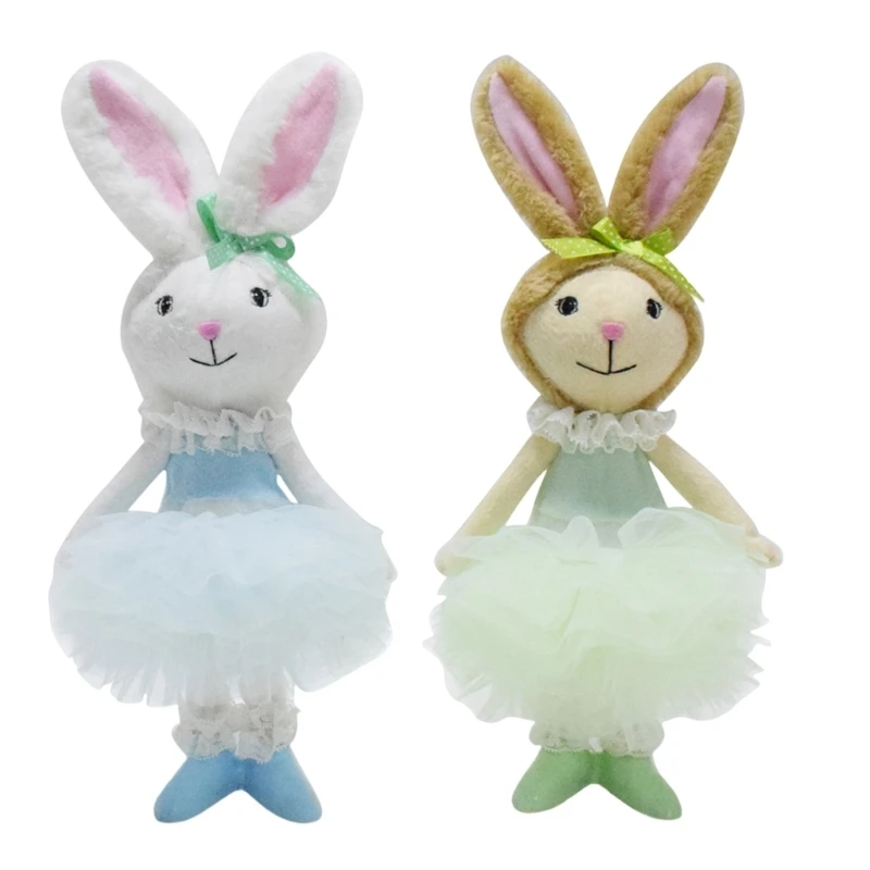 Holiday Rabbit Plushie Figurine Ornament Toy For Holiday Display Decoration