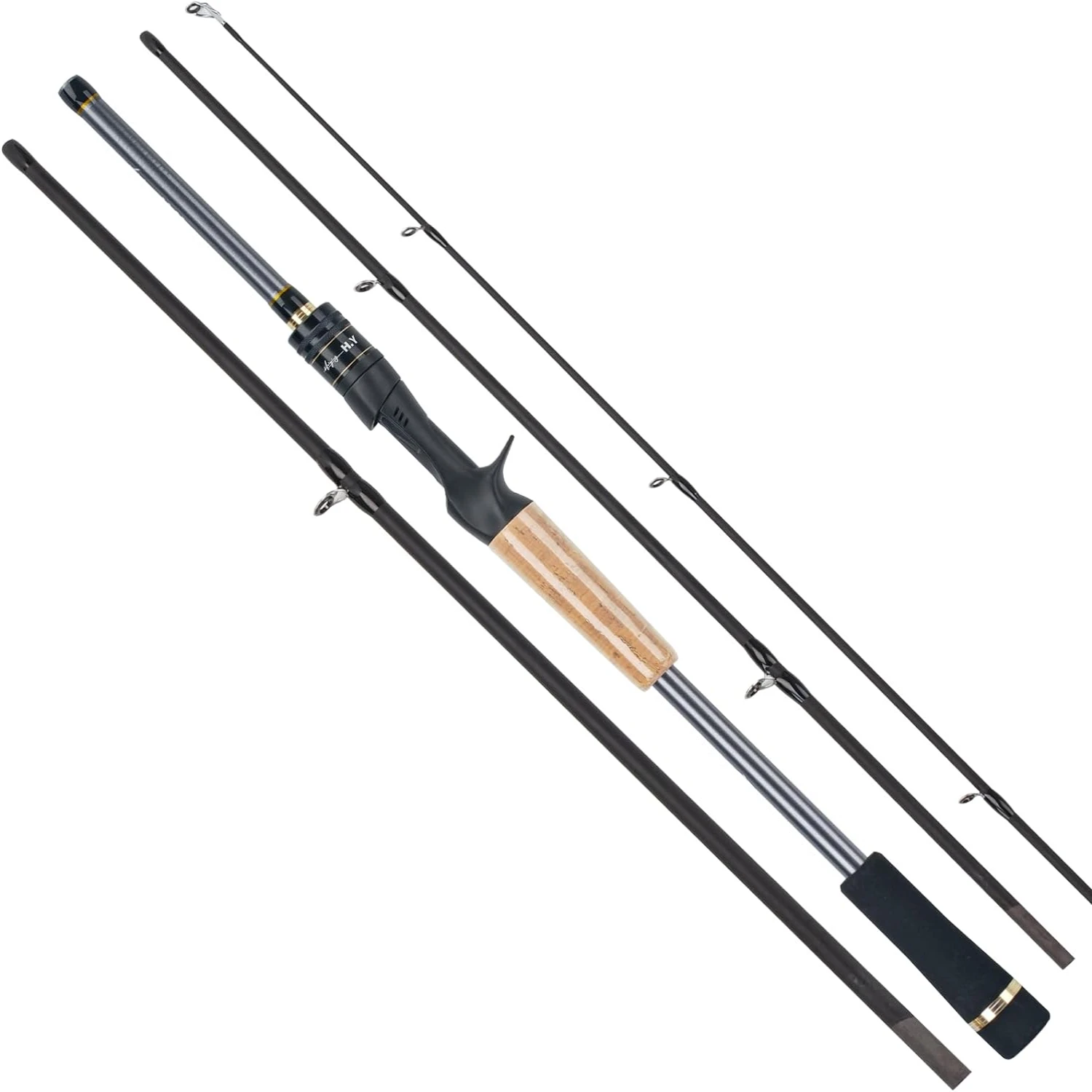 Ultralight Surf Casting/Spinning Fishing Rod, High Quality 4 Piece Travel Fishing Pole for Saltwater Trout, Bass, Walleye, and P