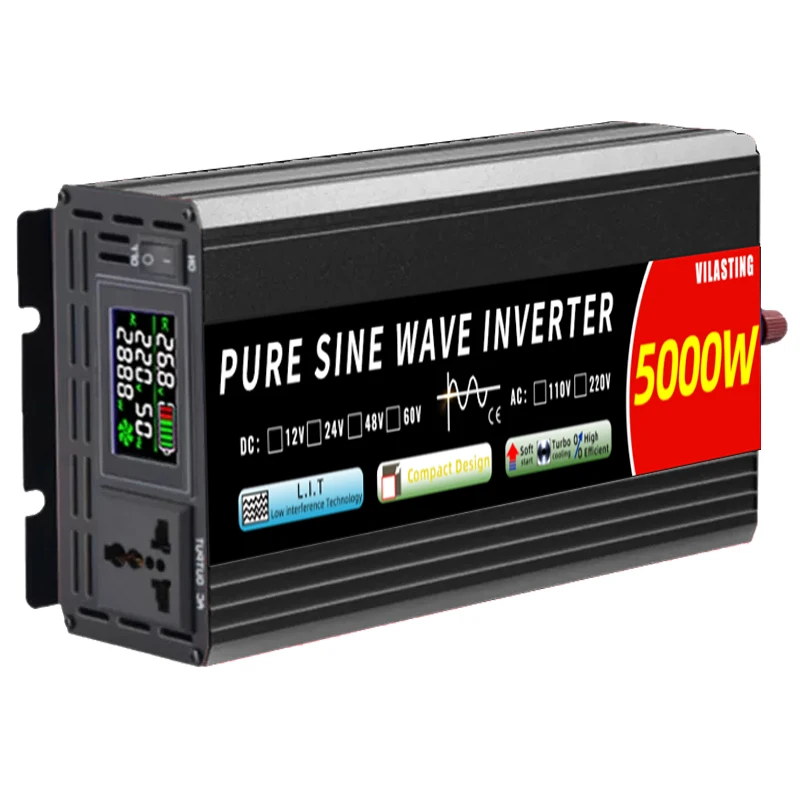 

1000W-5000W 12V to 220V DC-AC for Car Solar Power Conversion Portable High Frequency Pure Sine Wave Inverter