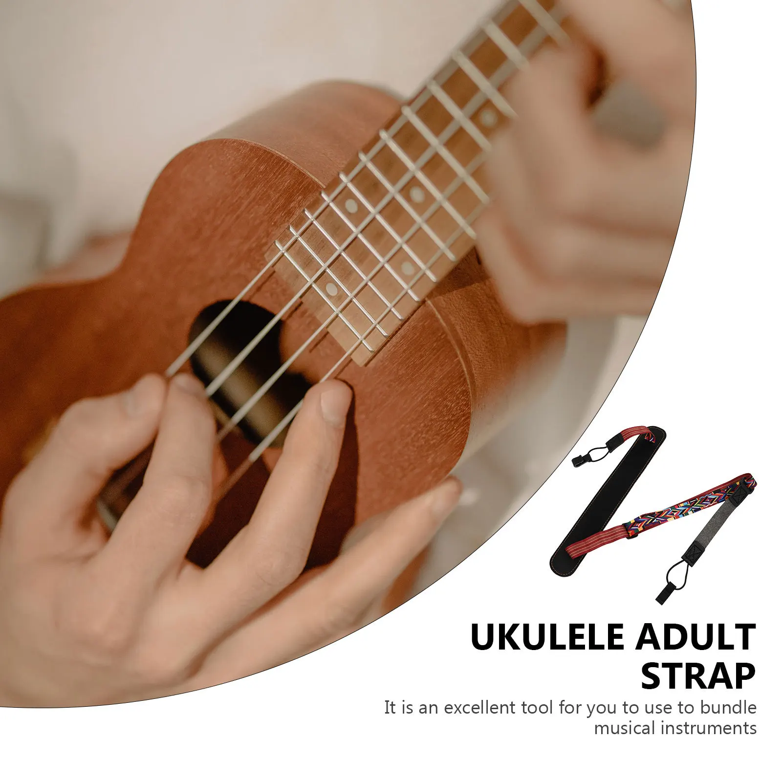 

1Pcs Exquisite Durable Non-Perforated Ukulele Strap PU Cotton Adjustable Comfortable Portable Ukulele Diagonal Strap