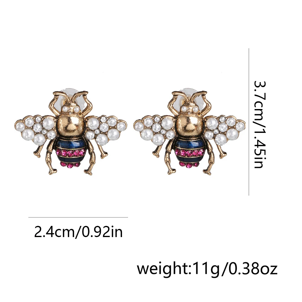 Zaa Women Vintage Jewelry 2025 Trend Bee Shape Pearl Earrings Luxury Bejeweled High Quality Party Accessories Girl Gifts