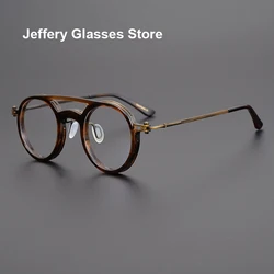 Classic Round Acetate Titanium Eyeglasses Men Women's Retro Circle Prescription Optical reading Glasses Frame Japanese Handmade