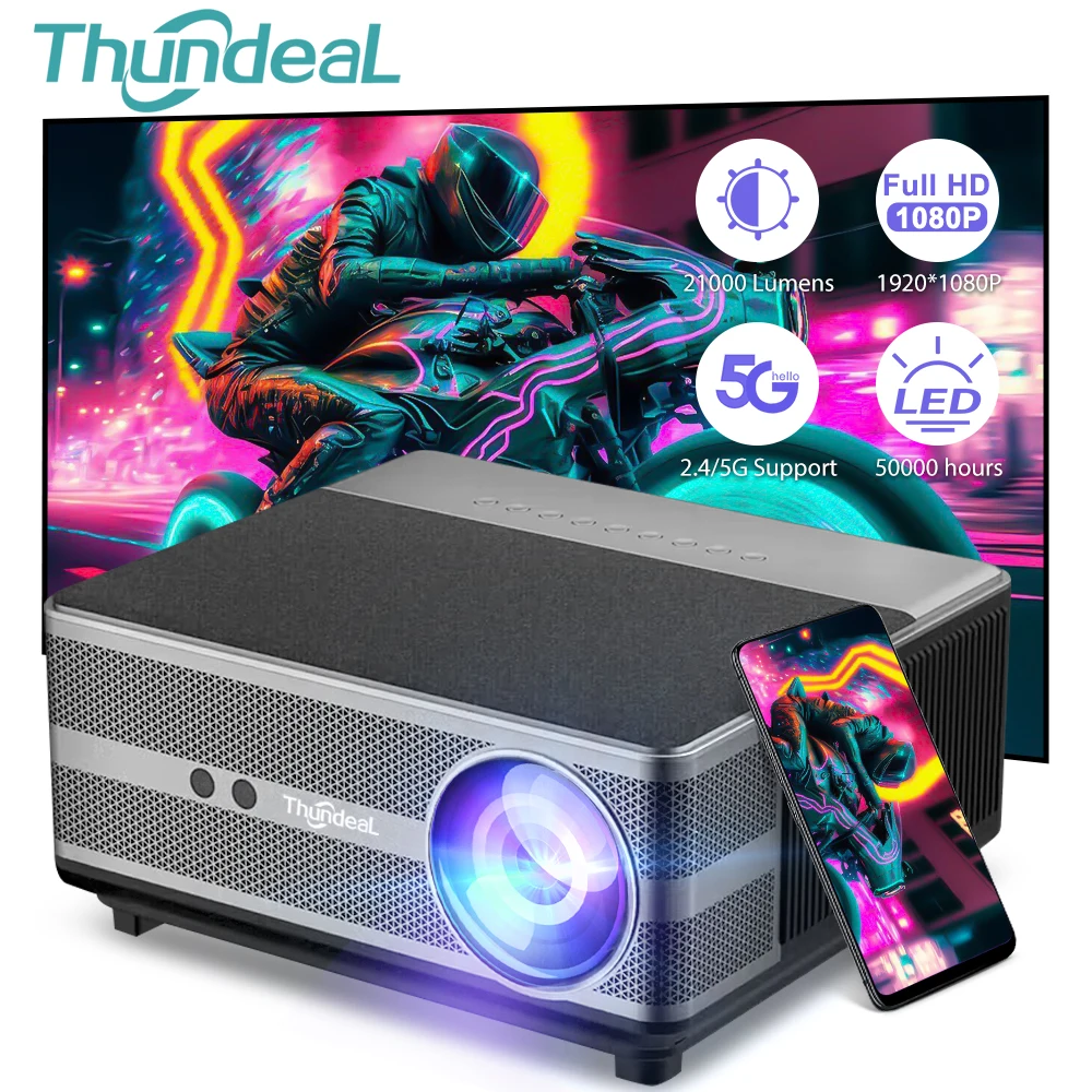 ThundeaL Proiettore Full HD TD98W 1080P 2K 4K Video LED Proyector TD98 WIFI Proiettore fascio Android Smart Phone Videocitofono 3D