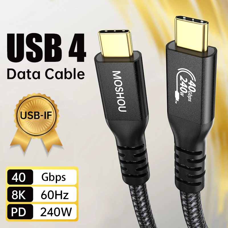 MOSHOU 240W USB C to USB C Cable 40 Gbps Data Transfer Type C to Type C Charger USB-C Fast Charging Cord for MacBook Pro