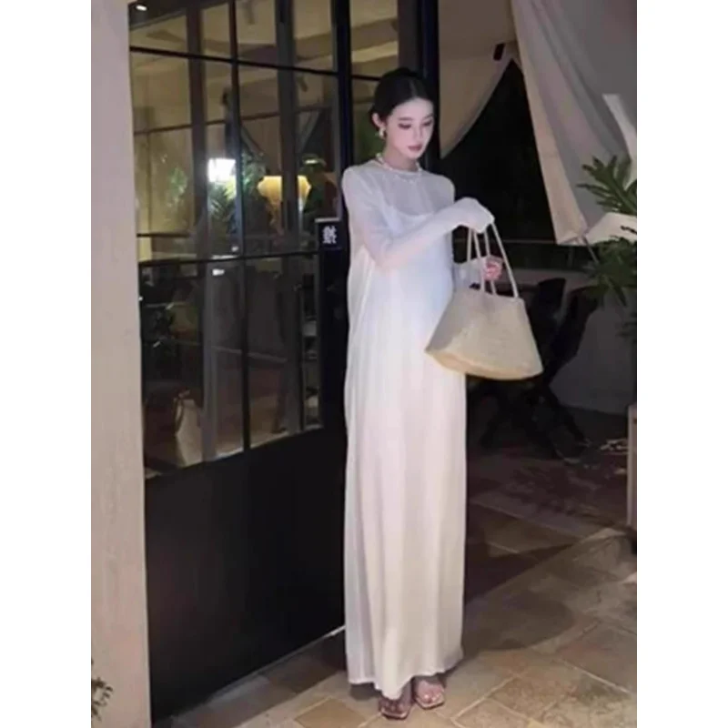 

2025Early Autumn New Women's Fashion Elegant and Beautiful Simple and Graceful White Dress for Formal Occasions