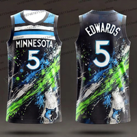 3D Basketball T-shirt For Men USA Minnesota Style Edwards 5 Jersey Basketball Boy Jersey Original Design Jersey Adult Jersey Kit