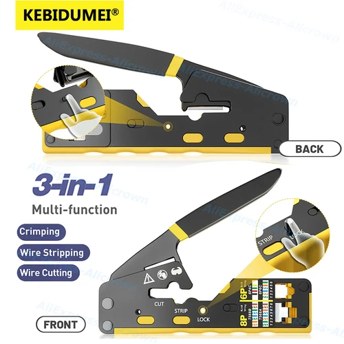 Herramienta de engarzado RJ45, herramienta de engarzado Ethernet para conectores de engarzado de cortador de cables Cat6 Cat5 Cat5e con hoja de repuesto
