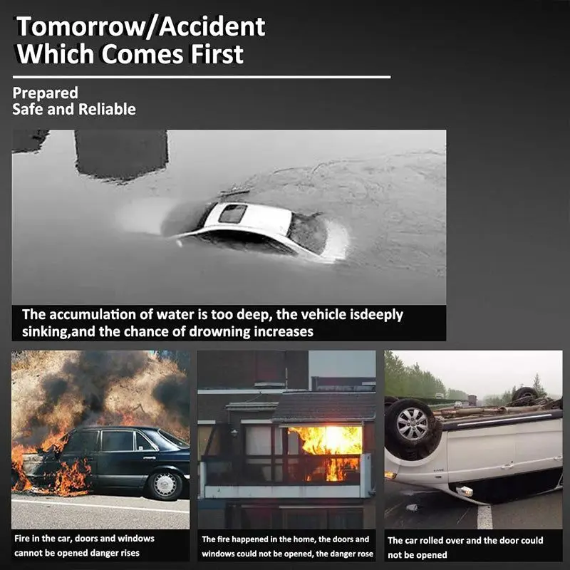 2 in 1 자동차 안전망치 비상 유리 파괴기 안전벨트 절단 고경도 텅스텐강 구조 도구 차량용