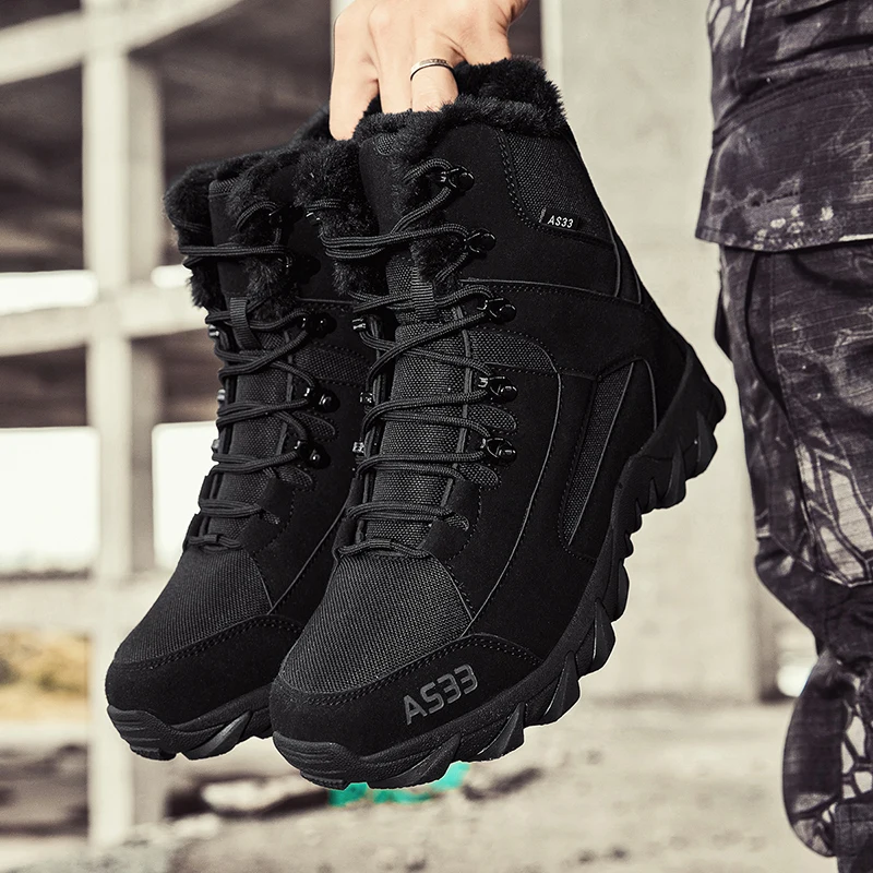 High-quality Men's snow boots Warm Plush Winter Boots shoes Outdoor Snow boots Non-slip Platform shoes image 5