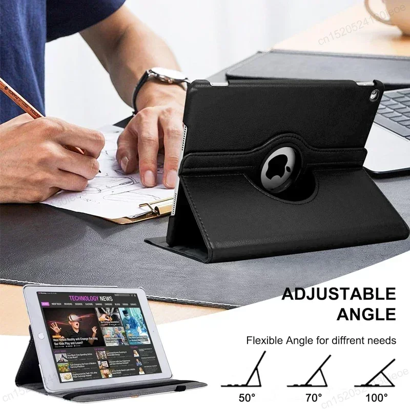 Étui en cuir avec support rotatif pour tablette, iPad Air 2, 3, 4, 5, iPad Pro 11 ", 9.7, 7e, 8e, 9e, 10, 10e, 2017, 2018, 10.2