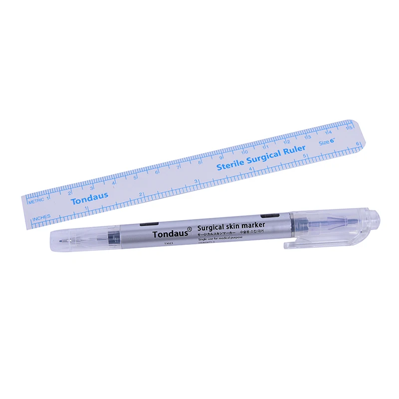 Pro Surgical Skin Marker Pen Ruler Scribe Tool Tattoo Piercing Permanent Makeup,
