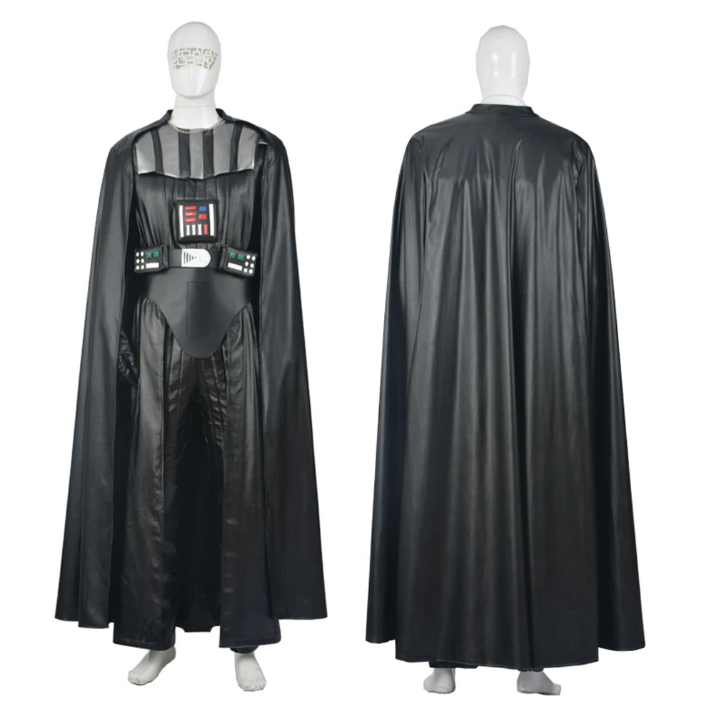 Disfraz de Cosplay Cos de Darth Vader para hombre, mono, chaleco, capa, uniforme negro, traje Jedi para adultos, disfraces de fiesta de Carnaval de Halloween