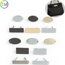 Rectangle/Oval Metal Garment Label Tags With Gasket Blank Label Without Logo For Jeans Shoes Bags DIY Sewing Crafts Accessories