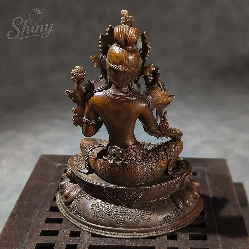 الرجعية الأخضر تارا بوذا سبيكة زخرفة سطح المكتب المنزل عرض بوديساتفا تمثال التانترا النيبالية البرونزية جمع #4