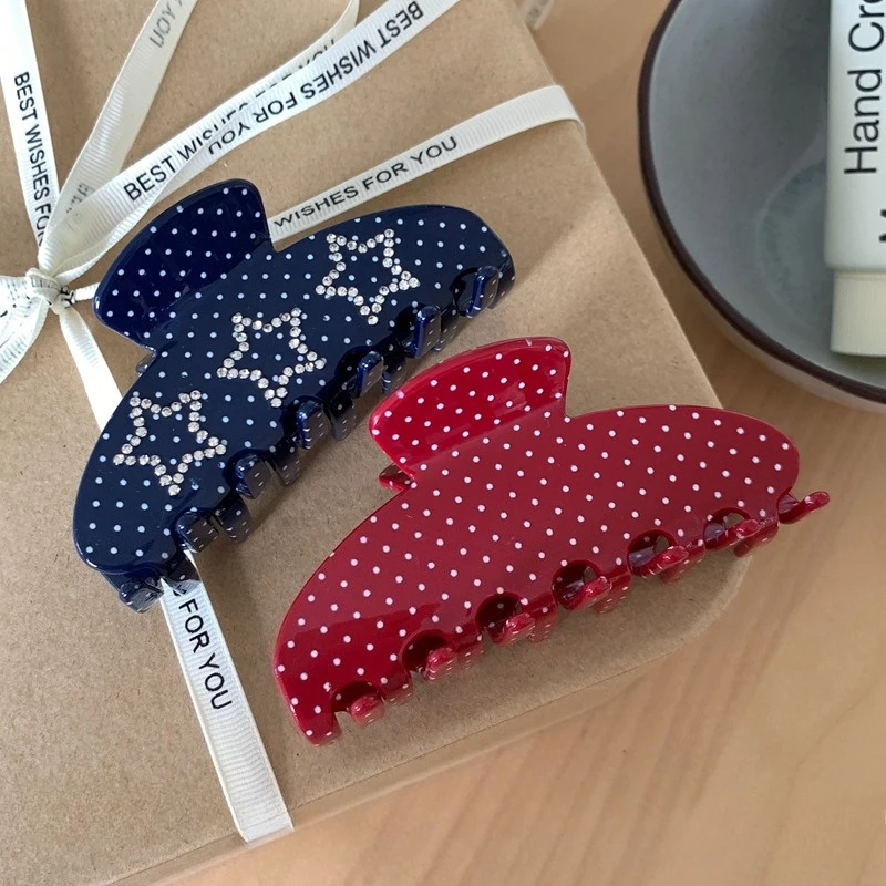 

NEW Retro French Wave Point Acetate Hair Claw 10CM Large Claw Clips INS Trendy Crab Hair Clips Hair Accessories for Women Girls