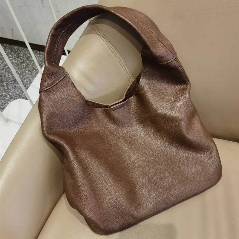 Casual Genuine Leather Tote Bag For Women Large Portable Shoulder Bags With Composite Bag Female Soft Cowhide Handbag and Purses