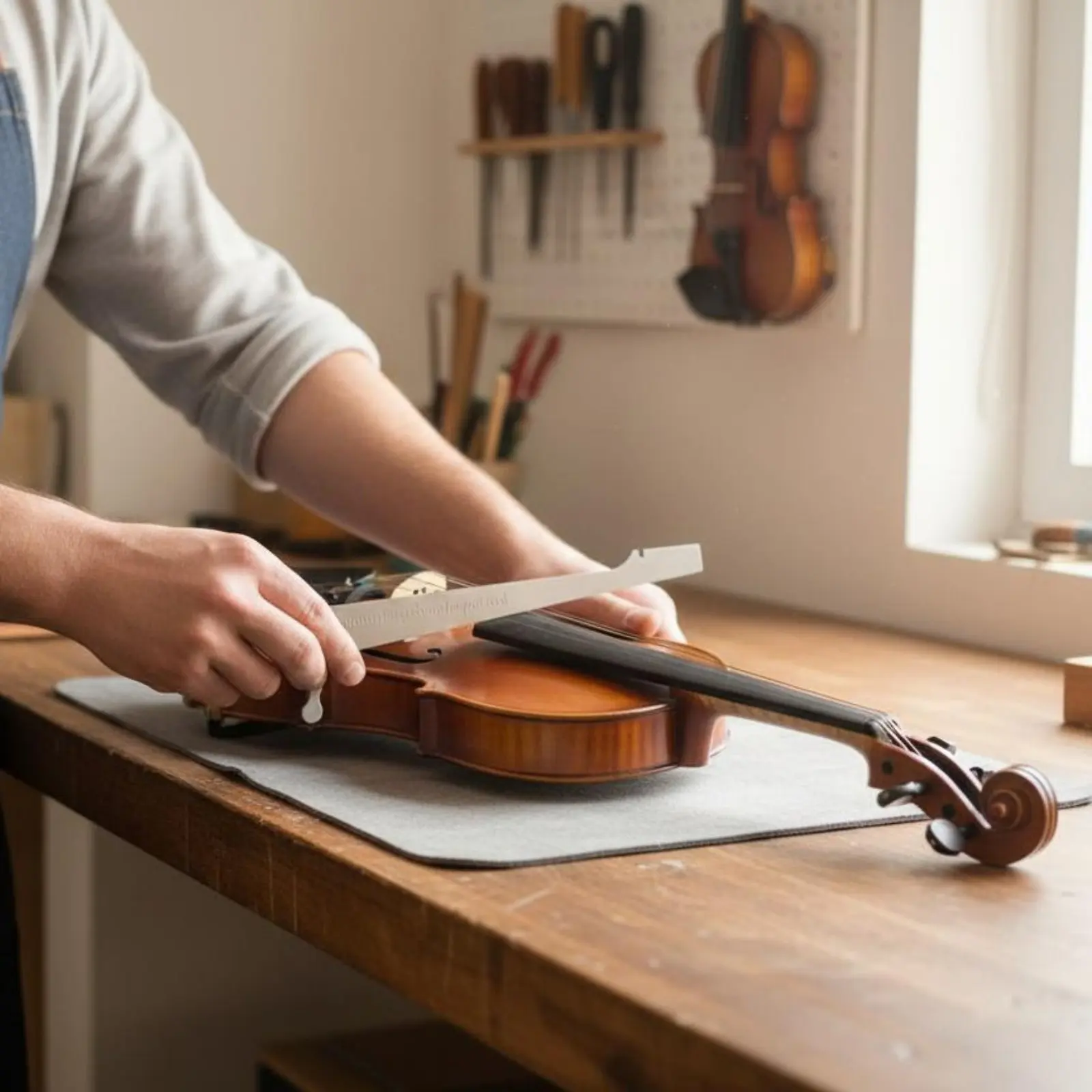 Violin Fingerboard Repair Tool Sturdy 4/4 Violin Fingerboard Ruler Instrument Setup Gauge Easy to Use Versatile