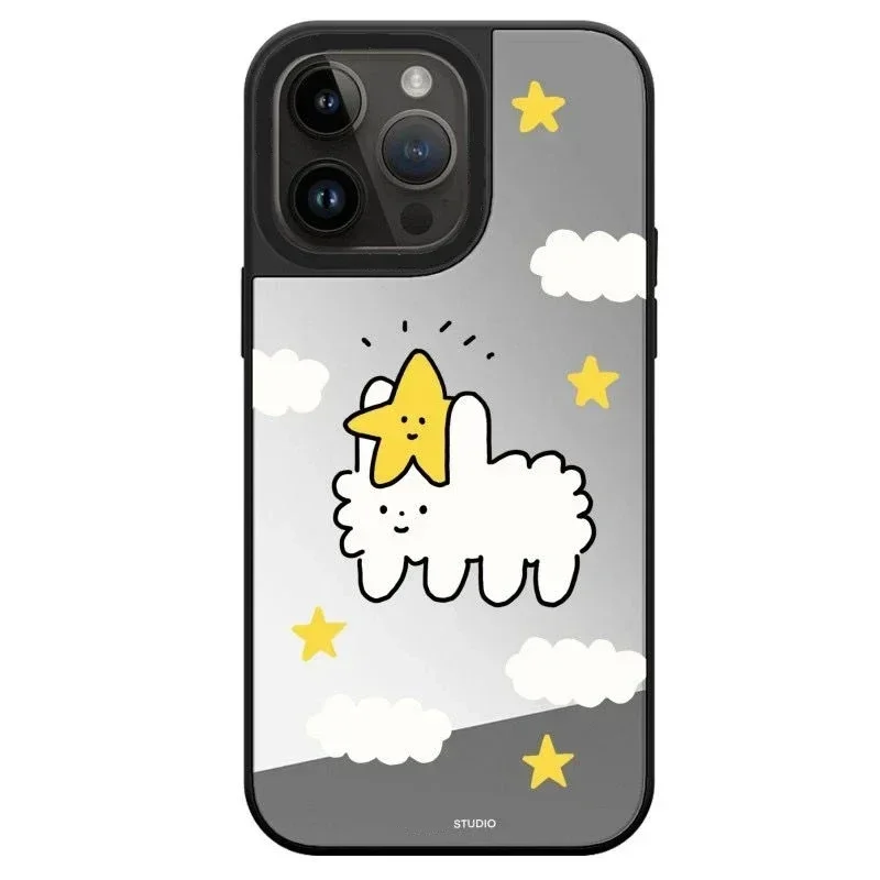 

Mirror Surface Sheep Cloud Phone Case Cover for iPhone 11 12 13 14 15 Pro Max Case for iPhone 15 ProMax