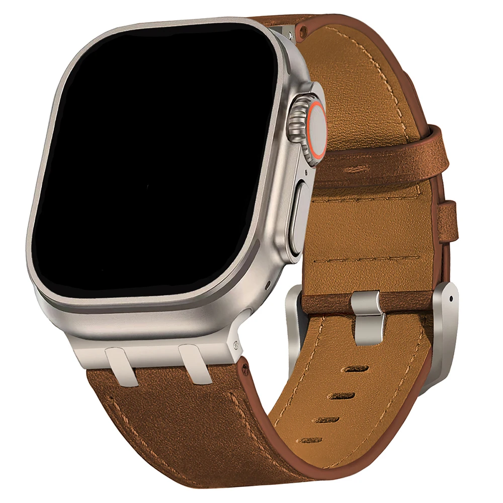 CAOWTAN Lederarmband für Apple Watch Ultra 3 2 49mm Serie 11 10 46mm Luxus-Armband für iWatch 10 9 8 7 6 5 4 SE Ultra 44 45mm 9