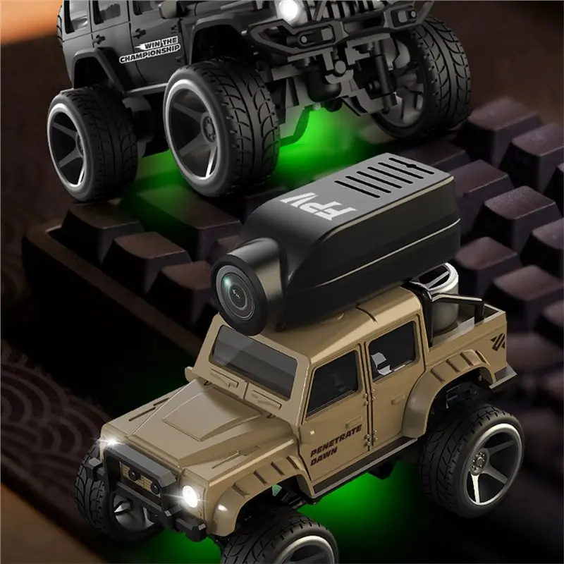 Auto Telecomandata RC 1/64 con Luci LED e Telecamera HD, Veicolo in Lega ad Alta Velocità per Bambini