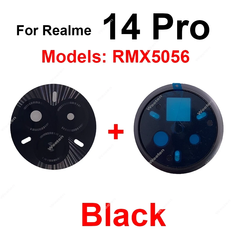 ل Realme 12 Plus Lite 13 14 Pro 14X 4G 5G الكاميرا الخلفية غطاء للعدسات الزجاجية الخلفية عدسة الكاميرا الرئيسية مع حامل الإطار إصلاح أجزاء