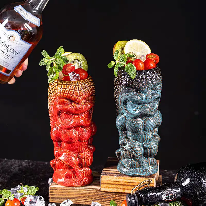 

Креативная чашка для коктейля в баре, гавайская чашка, чашка TIKI, керамические чашки, декоративная чашка с маской, чашки с американским львом, подарок на день рождения для друга