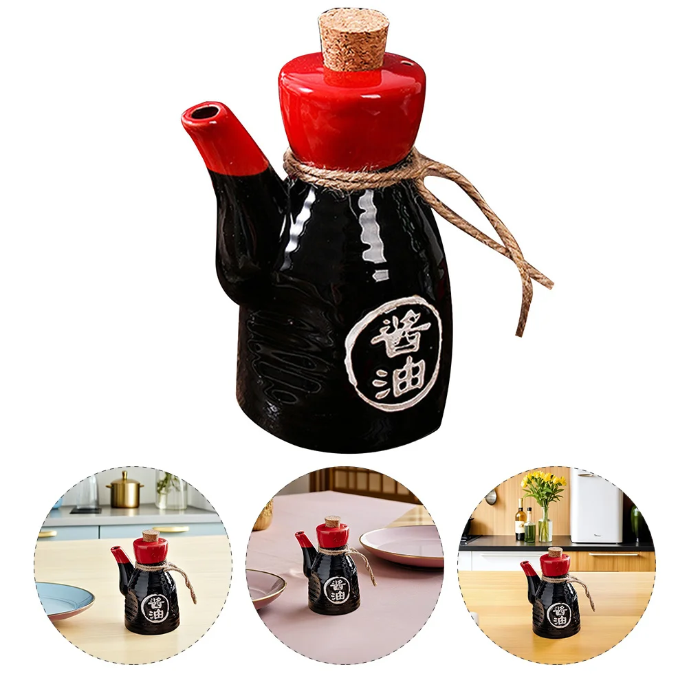 

Ceramic Soy Sauce Bottle Japanese Style Kitchen Accessory Ceramic Condiment Dispenser High Temperature Resistant Seasoning Pot