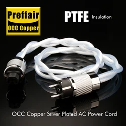 Preffair X410 5N OCC US & EU AC Power cable Carbon fiber rhodium plating plug for HIFI audio amplifier DAC filter