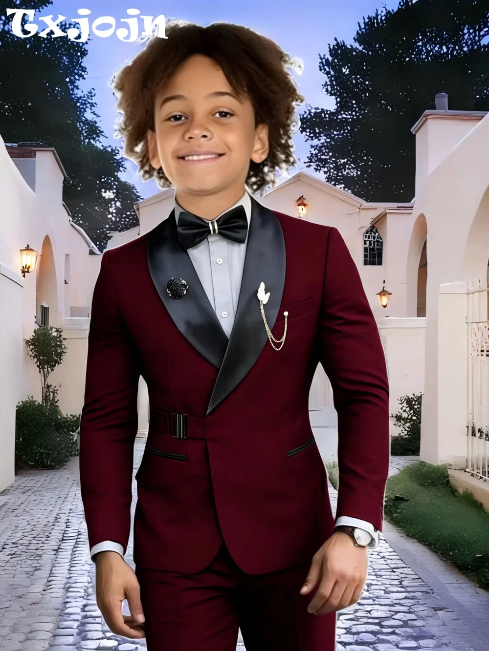 Stylish Boys Formal Suit Set 2 Pieces Jacket Pants Piano Performance Wear Modern Elegant Shawl Lapel Suits For Kids Birthday