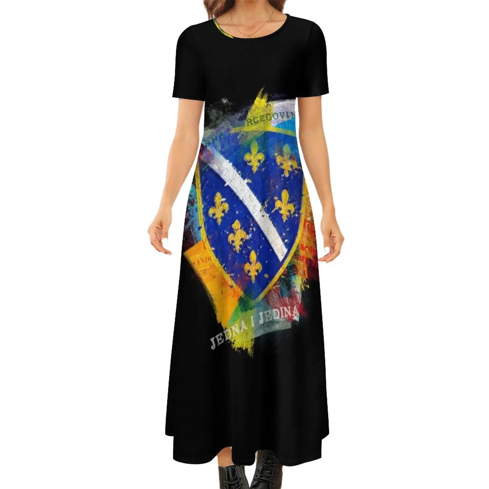 

Bosnian Coat Of Arms - For All Bosnians Round Neck Short Sleeve Dress dress dresses summer dresses ladies 2024