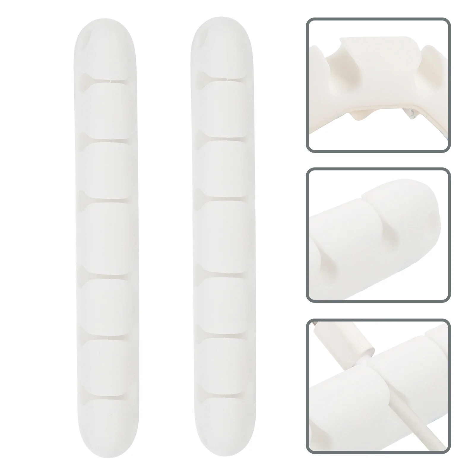 2Pcs Desktop Cable Organizer 8 Slots Silicone Cord Keeper Adhesive Wire Management USB Cable Clip Cord Keeper Wire Organizer