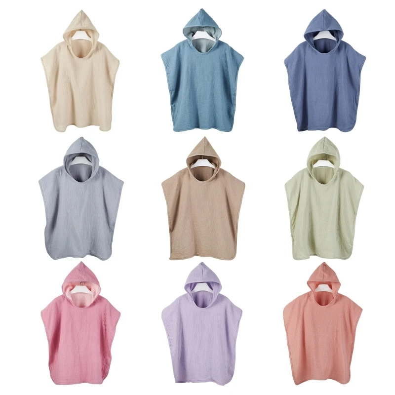 

F62D Baby Hooded Shower Towel Bath Towel Strong Absorbent Quick-Drying Soft Bathrobe Blanket Poncho Breathable Cotton Cape