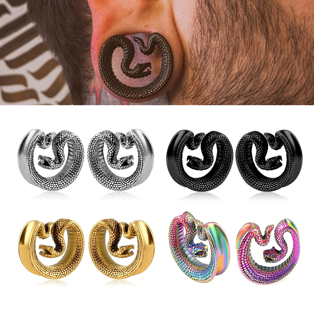 2PCS Snake Ear Gaug… - image