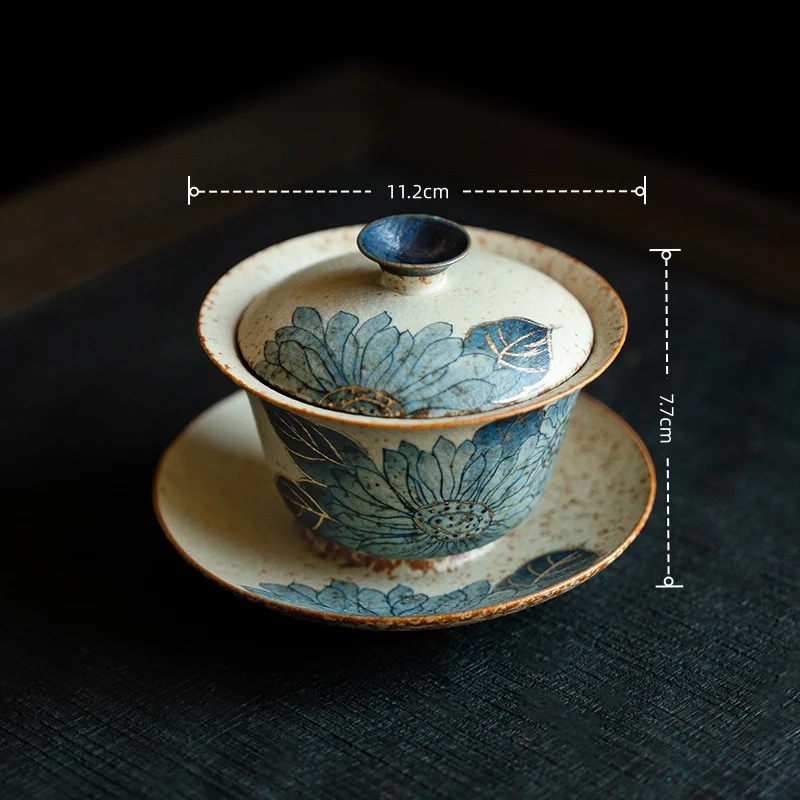 

1pcs 125ml Tea Cup Blue And White Flint Red Tri-Color Ceramic Tea Cup Portable Personal Single Cup Traditional Tea Set