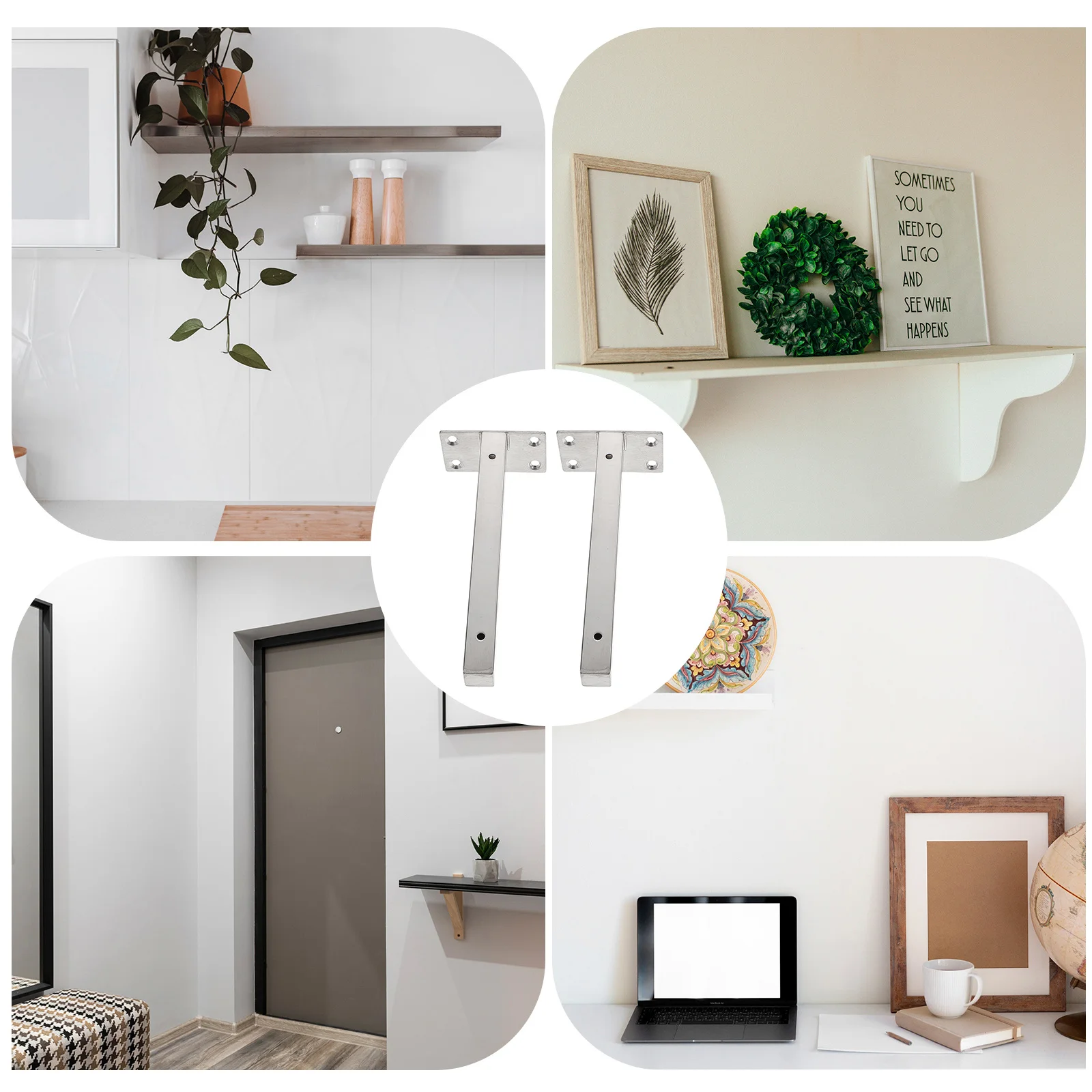 

1 set Stainless Steel Shelf Brackets Heavy Duty Wall Mount Floating Brackets For Display Shelf Support Metal Bracket Hardware