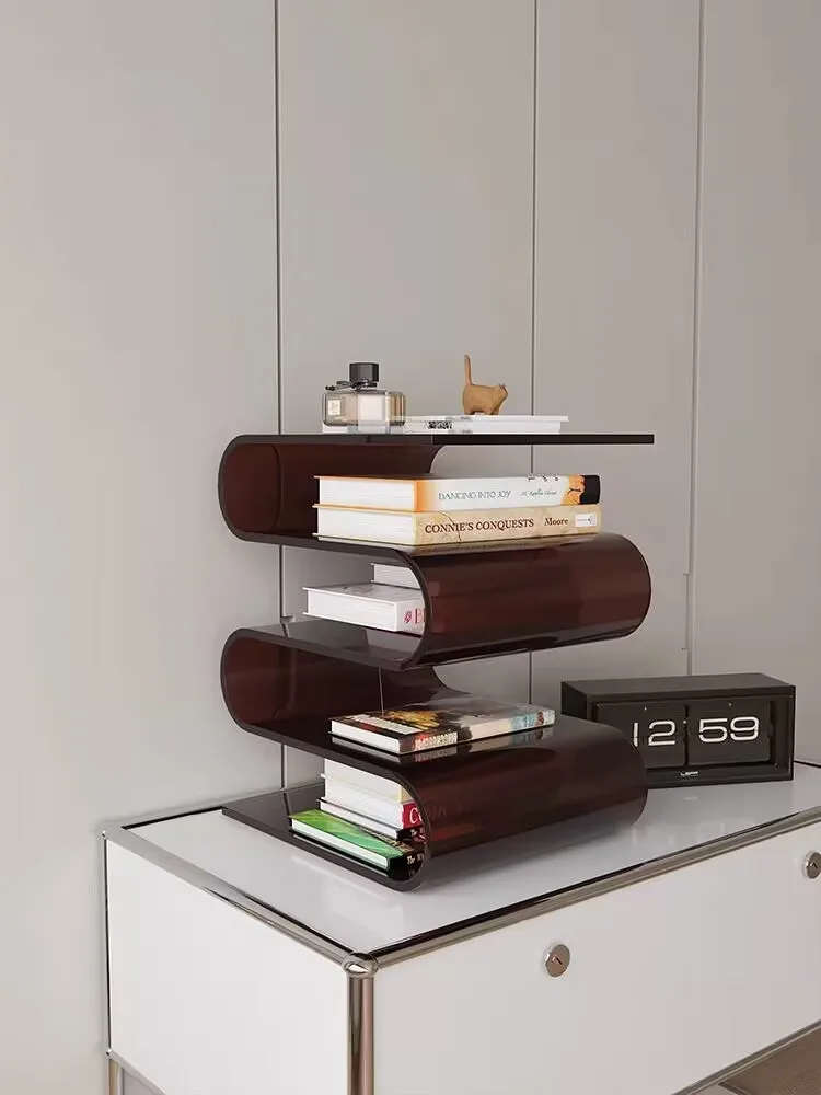 Side Table Nordic Transparent Acrylic Personality Living Room Furniture Home Decor Minimalist Small Bookshlf Magazine Rack