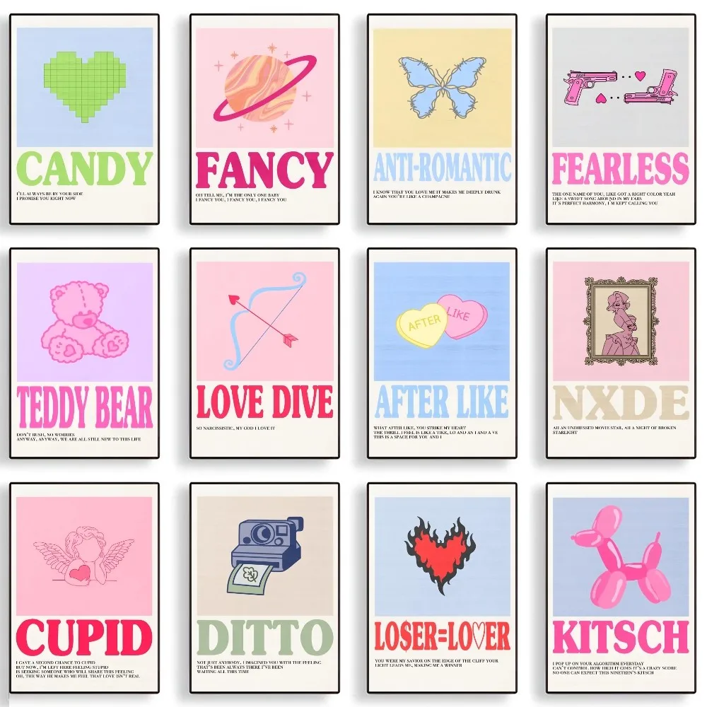 Hot Kpop Group Popular Music Album Cute Cartoon Poster Girl's Room Bedside Wall Sticker Decoration Cafe Hanging canvas Painting