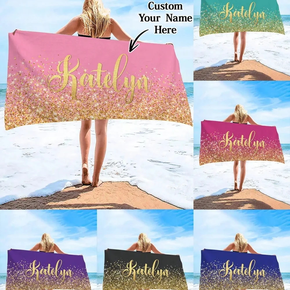 Customized Beach Towel Name Personalized Super Absorbent Bath Towel Lightweight & Compact Pool Towel Summer Seaside plus size