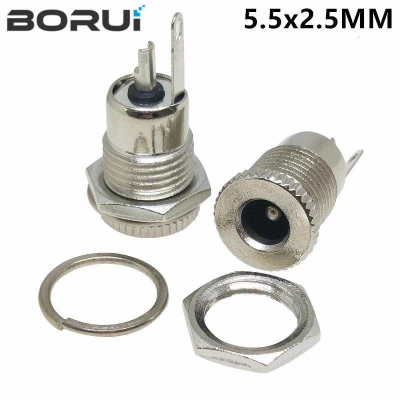 DC099 5.5 mm x 2.1mm DC Power Jack Socket Female Panel Mount Connector Metal DC-099 Open Hole 11MM 5.5*2.1 5.5*2.5