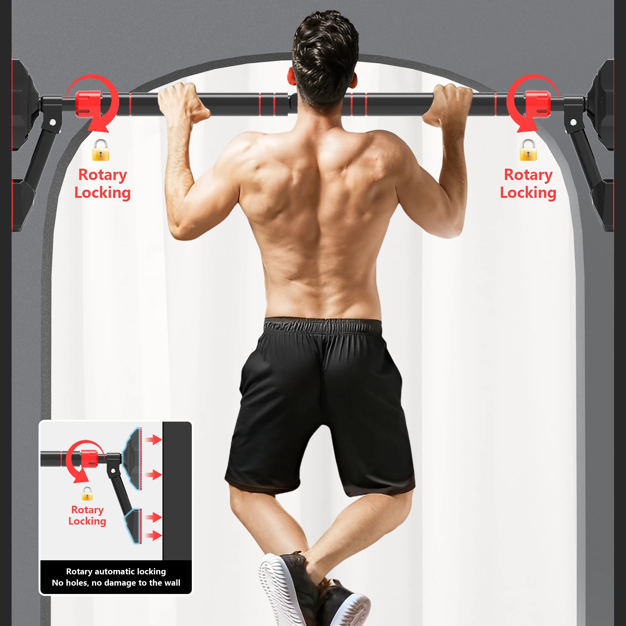 Gordon Steel Safety Support  Wholesale Home Doorway Horizontal Pull-up Bar with Safe Locking Chin-up Bar