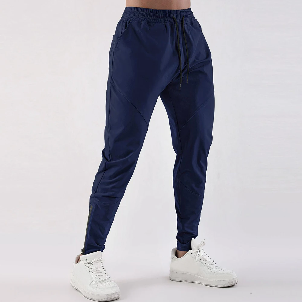 Running Sweatpants Ice Silk Foot Zipper Quick Drying Men Fitness Casual Pants Invisible Open Crotch Outdoor Sex Breathable Thin